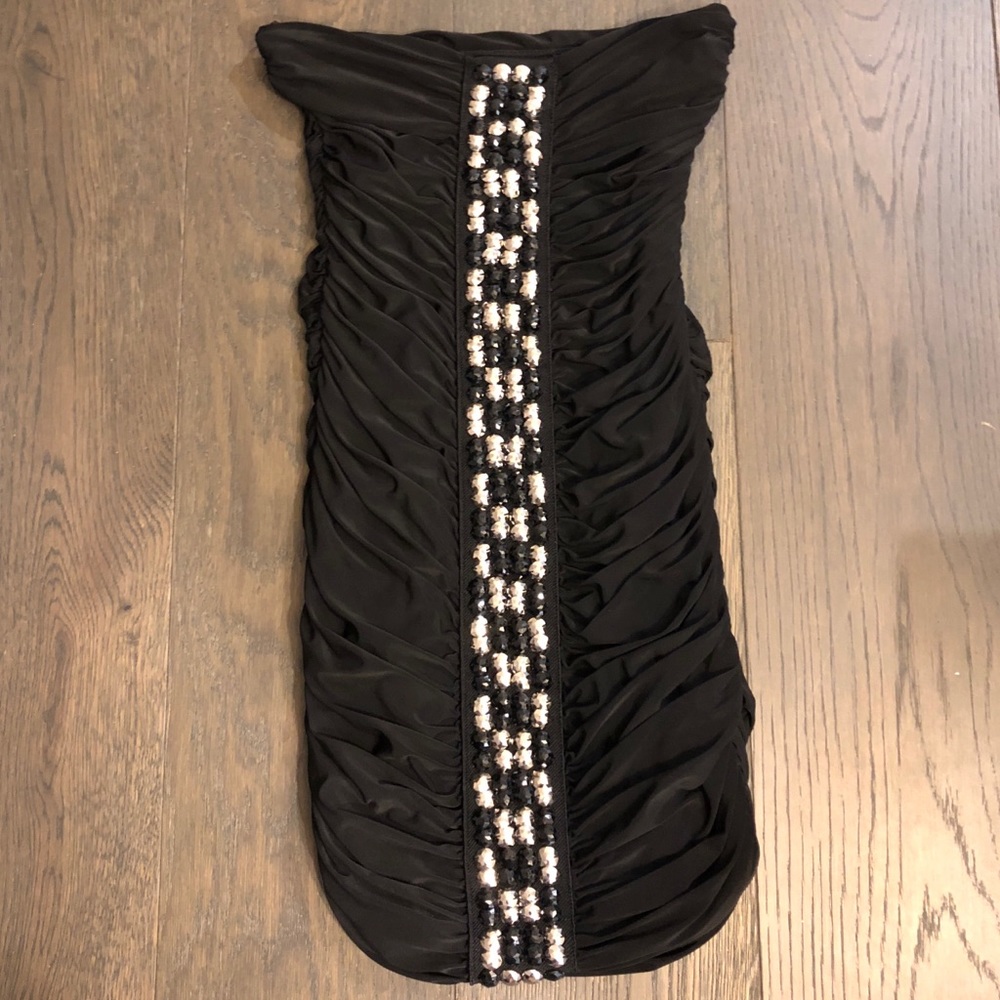 Strapless Little Black Dress with front beading